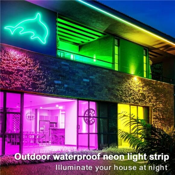 100ft RGB LED neon rope lights waterproof flexible strip with remote and app con - Picture 5 of 8